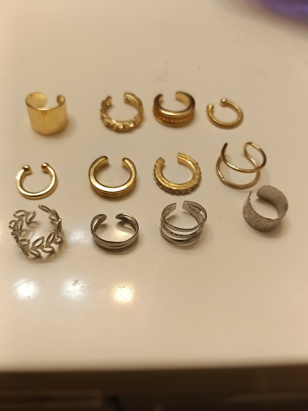 SHEIN 12 assorted no-piercing ear cuffs – 8 gold tone & 4 silver tone